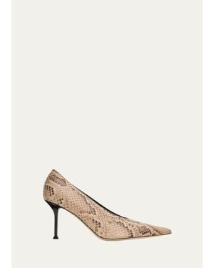 Christen 75Mm Helix Snake-Printed Leather Pumps - Natural