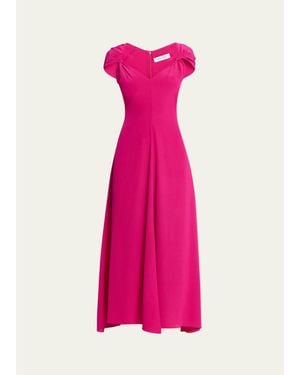Prabal Gurung Twisted Cap-Sleeve A-Line Midi Dress - Pink