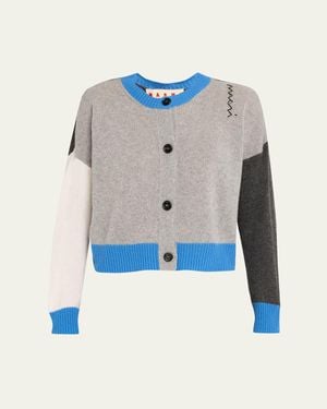 Marni Colorblock Cashmere Crewneck Cardigan - Blue