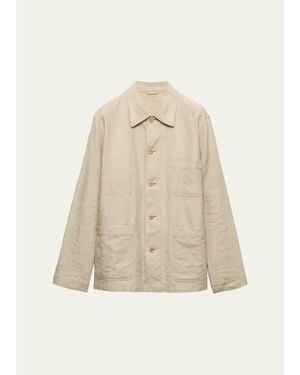 Prada Washed Linen Safari Jacket - Natural