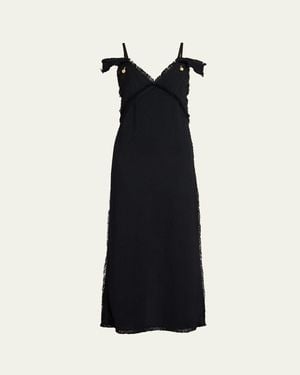 TOTEME V-Neck Raw Slip Dress - Blue