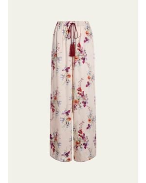 Cinq À Sept Alba Iris Bouquet Drawstring Pants - Pink