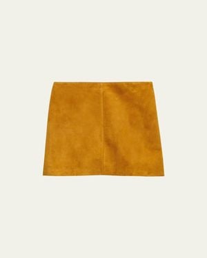 Prada Grass Suede Mini Skirt in Green | Lyst