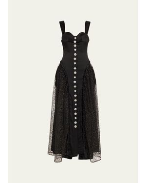 Harbison Soft Storm Ii Silk Bustier Maxi Dress - Black