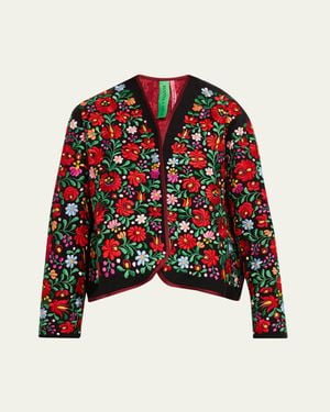 Rianna + Nina Floral Embroidered Mini Blouson Jacket