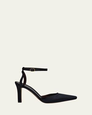 The Row Carla Velvet Ankle-Strap Pumps - White