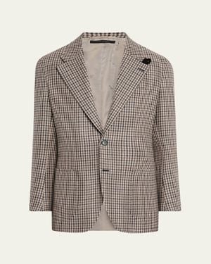 Brioni Brera Cashmere District Check Sport Coat - Gray