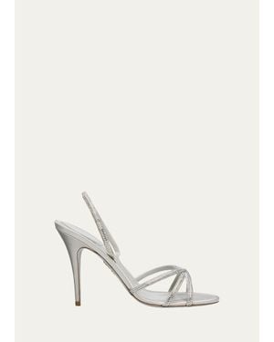 Rene Caovilla 100Mm Embellished Metallic Leather Sandals - White