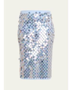 Zankov Sequined Wool-Cashmere Pointelle Knit Midi Skirt - Blue