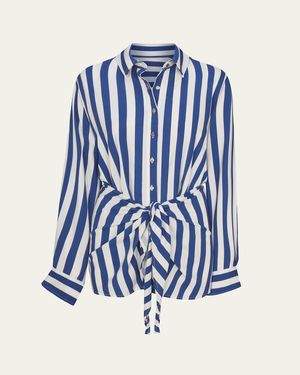 Anemos Striped La Button Down Mini Dress - Blue