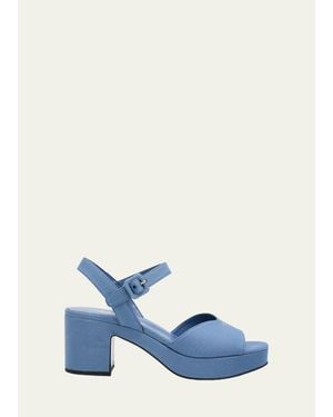 Prada 65Mm Canvas Platform Sandals - Blue