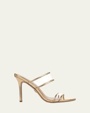 Veronica Beard 95Mm Asha Metallic Leather Piping Jelly Sandals - Natural