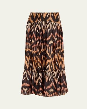 Zimmermann Aster Ikat Midi Skirt - Brown