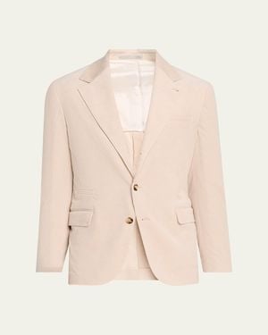 Brunello Cucinelli Carded Wool Single-Breasted Sport Coat - Natural