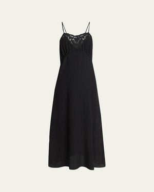 Chloé Lace-Trim Empire Silk Midi Slip Dress - Black