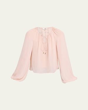 FRAME The Silk Balloon Blouse - Pink