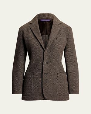 Ralph Lauren Broken Twill Single-Breasted Blazer - Black