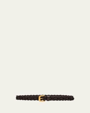 The Row Cord Woven Leather Belt - Natural