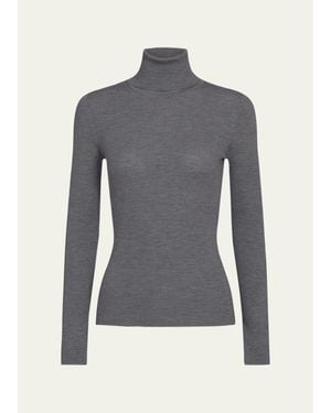 Twp Rib-Knit Wool Turtleneck Sweater - Blue
