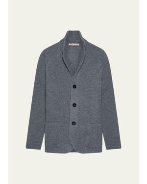 Baldassari Brenta Slim Wool Knit Swacket - Blue