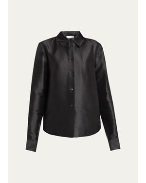 The Row Katune Silk Mikado Button-Down Shirt - Black