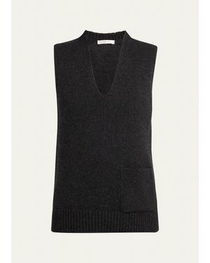 The Row Marte V-Neck Cashmere Sweater Vest - Black