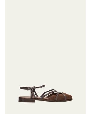 Hereu Ranya Braided Suede Sandals - Natural
