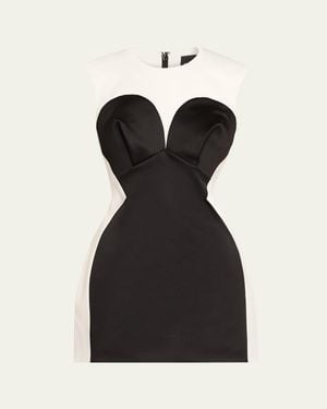 Marc Jacobs Seamed Up Satin Trompe L'Oeil Mini Dress - Black