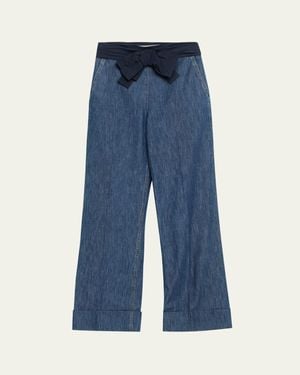 Valentino Garavani Chambray Pants With Bow - Blue