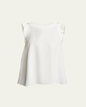 Cinq À Sept Lenore Ruffle Trimmed Silk Top - White