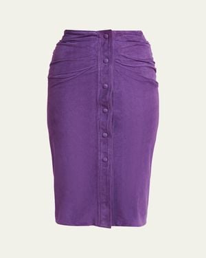 Valentino Garavani Ruched Suede Skirt - Purple