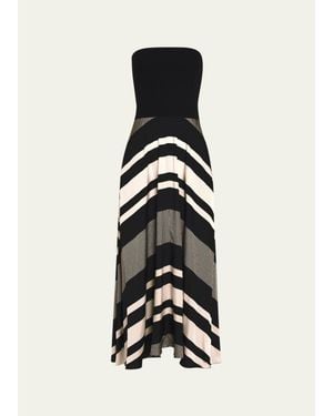 Ramy Brook Oakley Striped A-Line Midi Dress - White