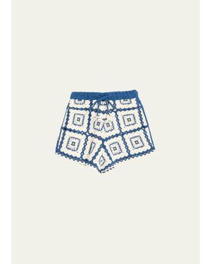ALÉMAIS Dolly Crochet Shorts - Blue