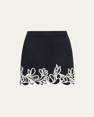 Cinq À Sept Bonnie Embroidered Paisley Bloom Skirt - Blue