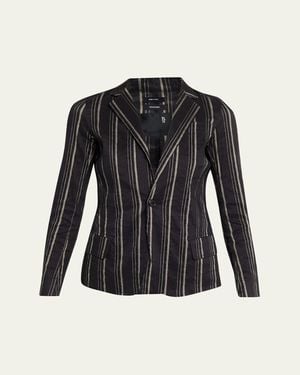 R13 Shrunken Linen-Blend Blazer - Black
