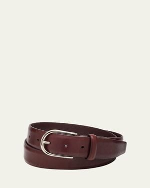 Brioni Round-Buckle Leather Belt - Brown