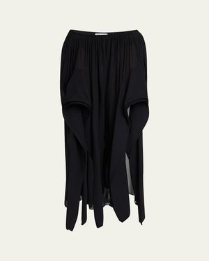 Alaïa Ruffle Slit Pull-On Pants - Black