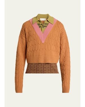 Dries Van Noten Layered Polo Sweater - Orange