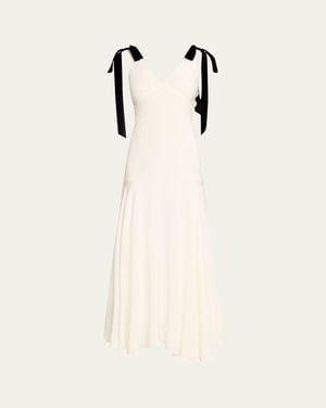 Rodarte Bow-Shoulder Silk Crepe Bias Maxi Dress - Natural