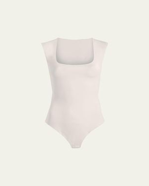 Commando Cap-Sleeve Neoprene Thong Bodysuit - Natural