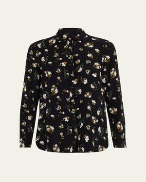 Adam Lippes Mathias Floral Silk Crepe De Chine Button-Down Shirt - Black
