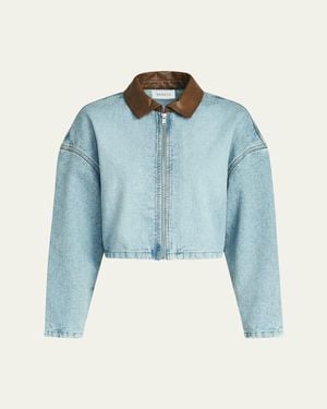 SER.O.YA Coop Cropped Denim Jacket - Blue