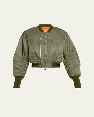 3.1 Phillip Lim Cropped Nylon Bomber Jacket - Green