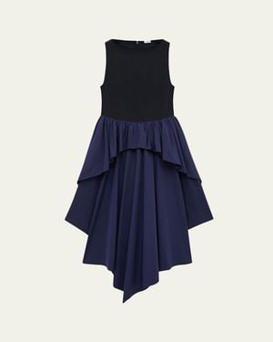 Loewe X Paula's Ibiza Asymmetric Ruffle Cotton Sleeveless Midi Dress - Blue