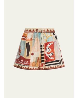 ALÉMAIS Michelle Linen Shorts - Multicolor