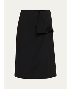 6397 Dog-Ear Wrap Knee-Length Skirt - Black