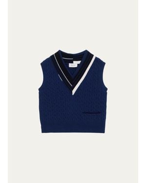 WE-AR4 The Retro Cable-Knit Wool Vest - Blue