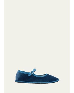 Vibi Venezia Timeless Velvet Mary Janes - Blue