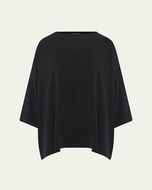 Eskandar Boat Neck Top (Long Length) - Black