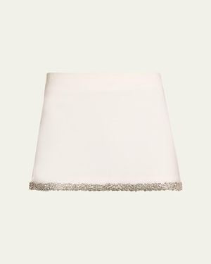 Alice + Olivia Rubi Embellished Satin Mini Skirt - Natural